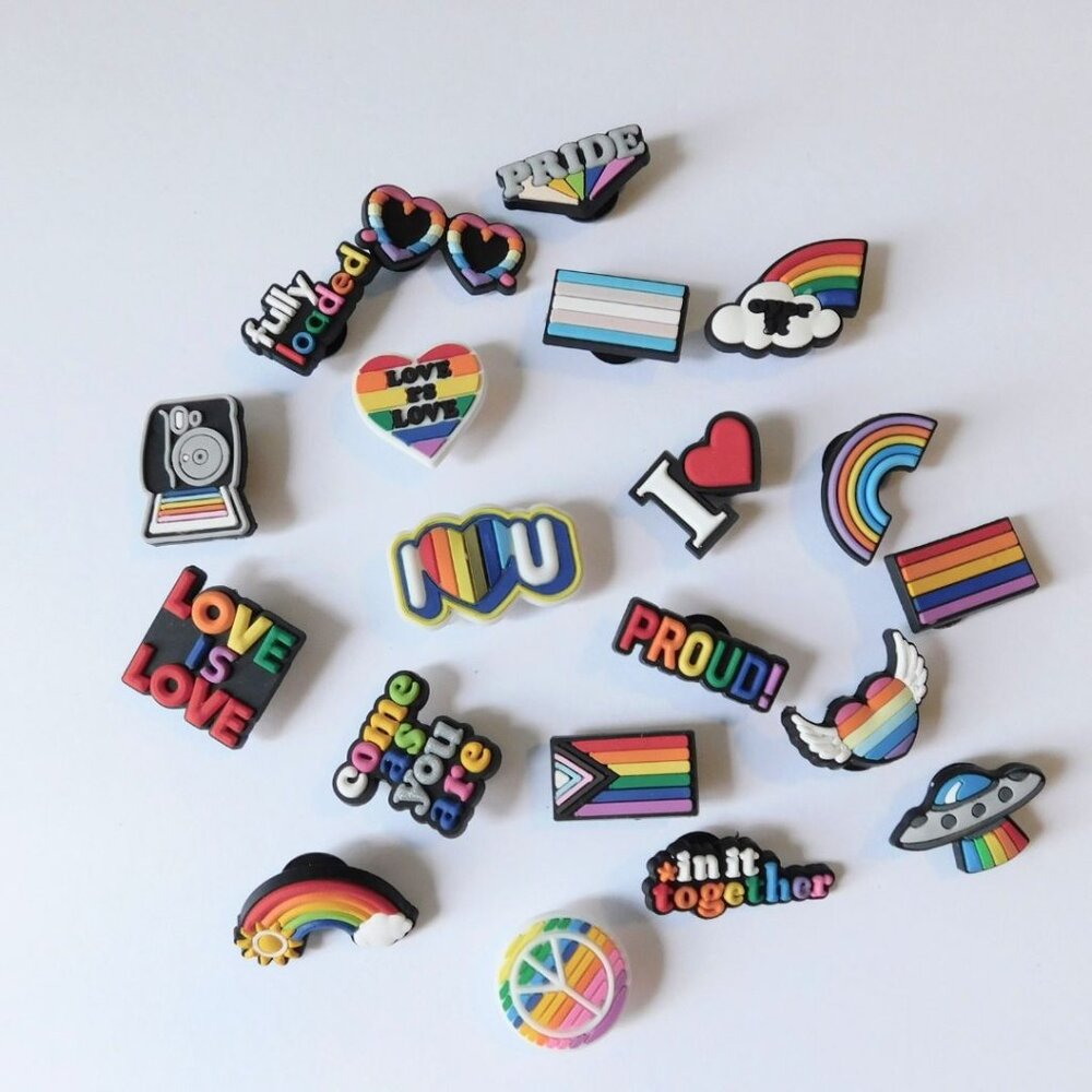 20 Pieces of LGBTQ Pride Croc Charms. Rainbow Croc Charms, Bundle Pride Themed